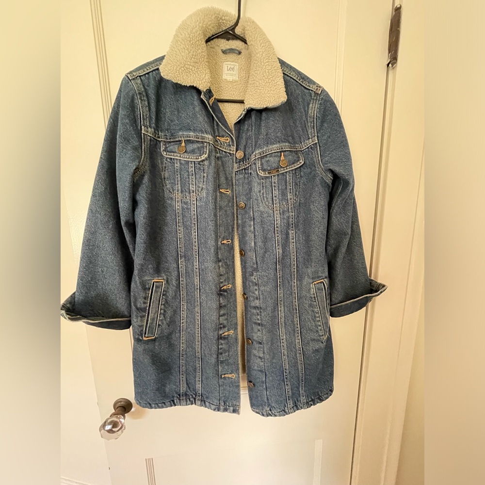 Lee sherpa-lined knee-length denim coat
